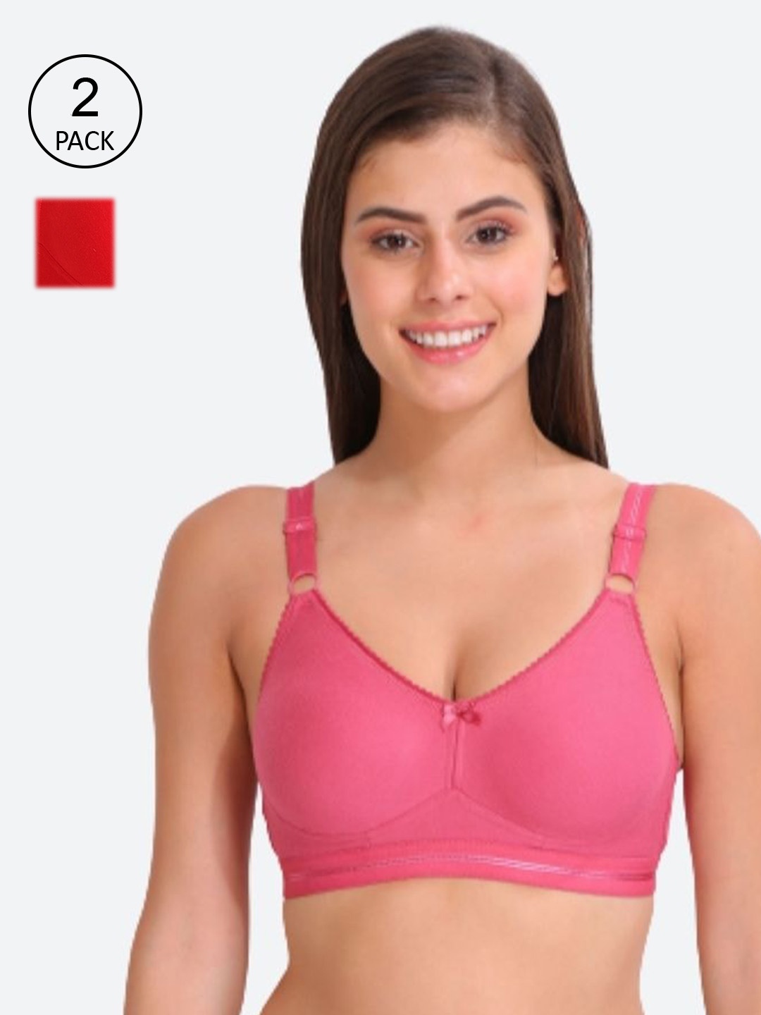 

Innocence Pack of 2 Non Wired Full Coverage Non Padded Everyday Bra, Pink