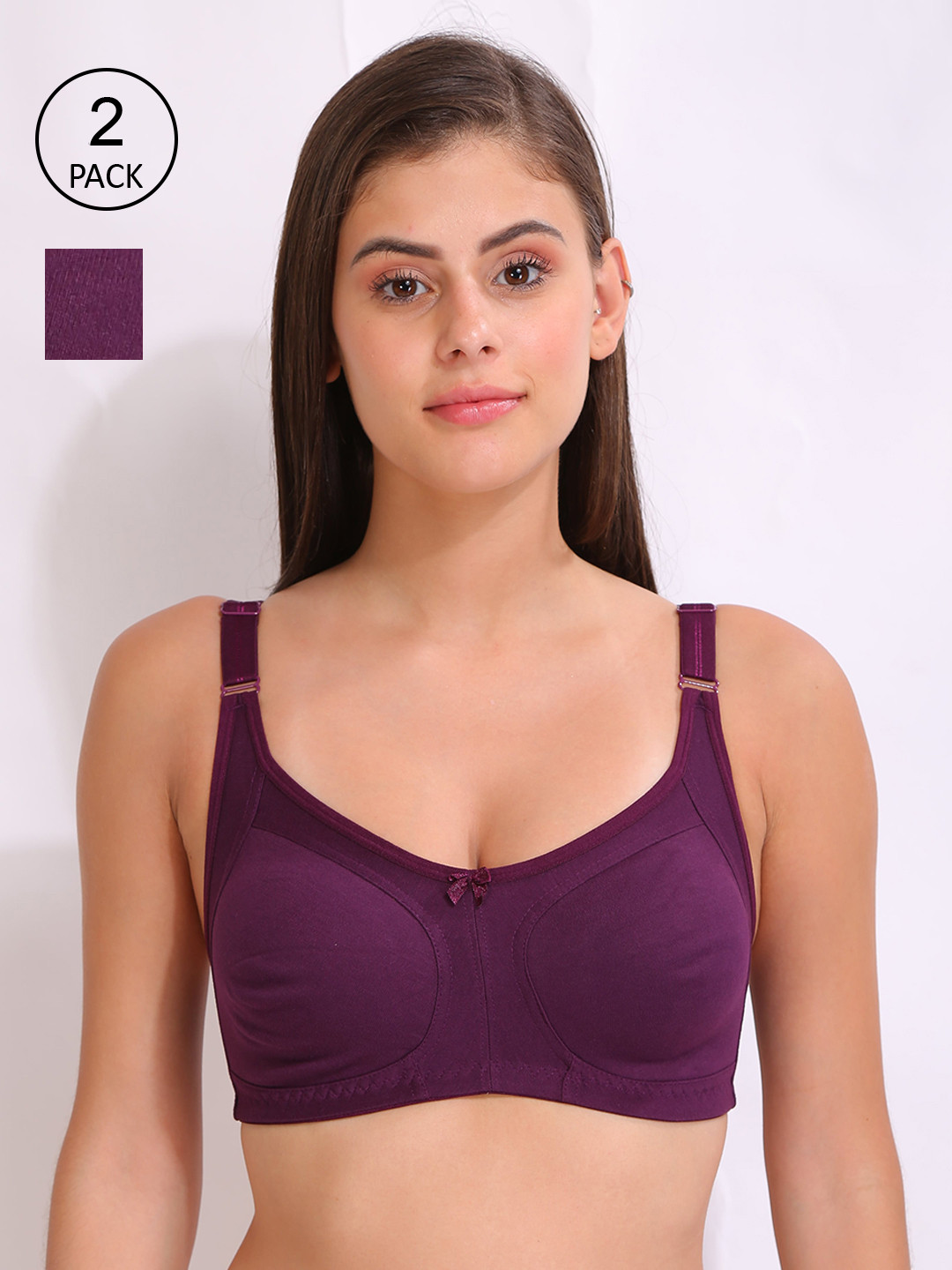 

Innocence Women Pack Of 2 Purple Lightly Padded Full Coverage Everyday Bra