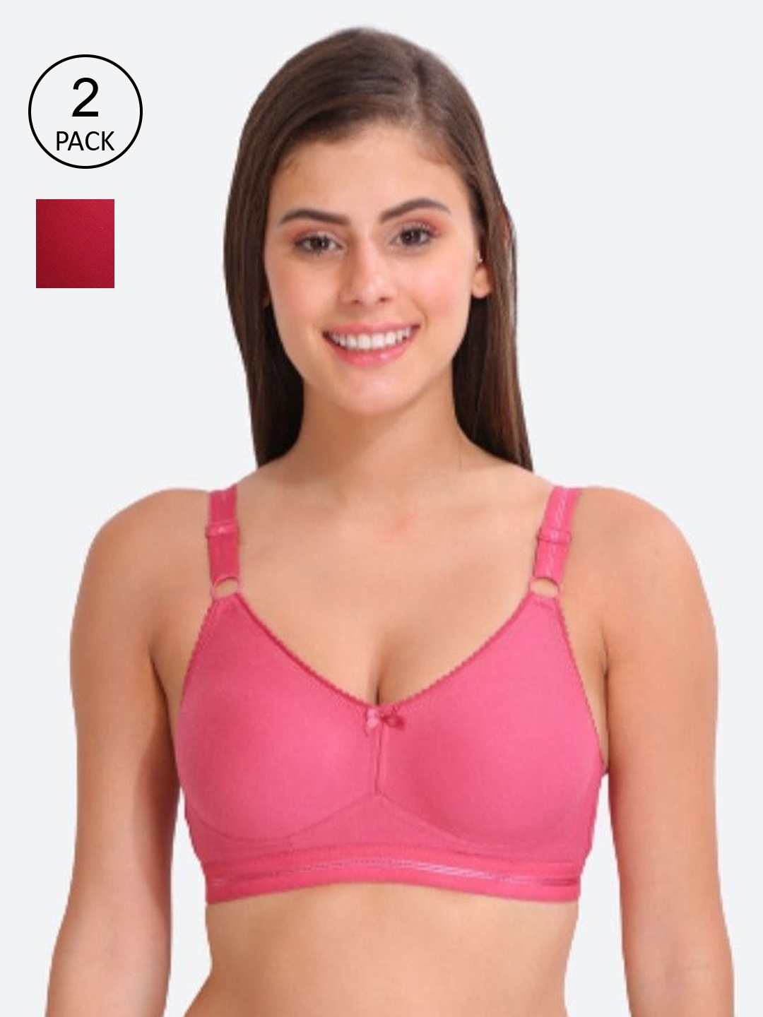 

Innocence Pack of 2 Non Wired Full Coverage Non Padded Everyday Bra, Pink