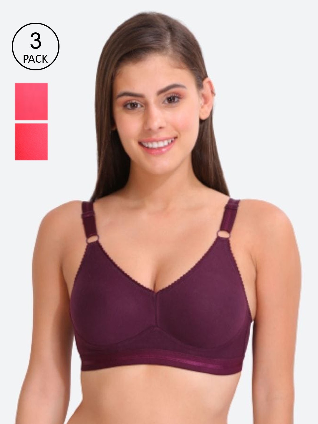 

Innocence Set Of 3 Lightly Padded Bra, Pink