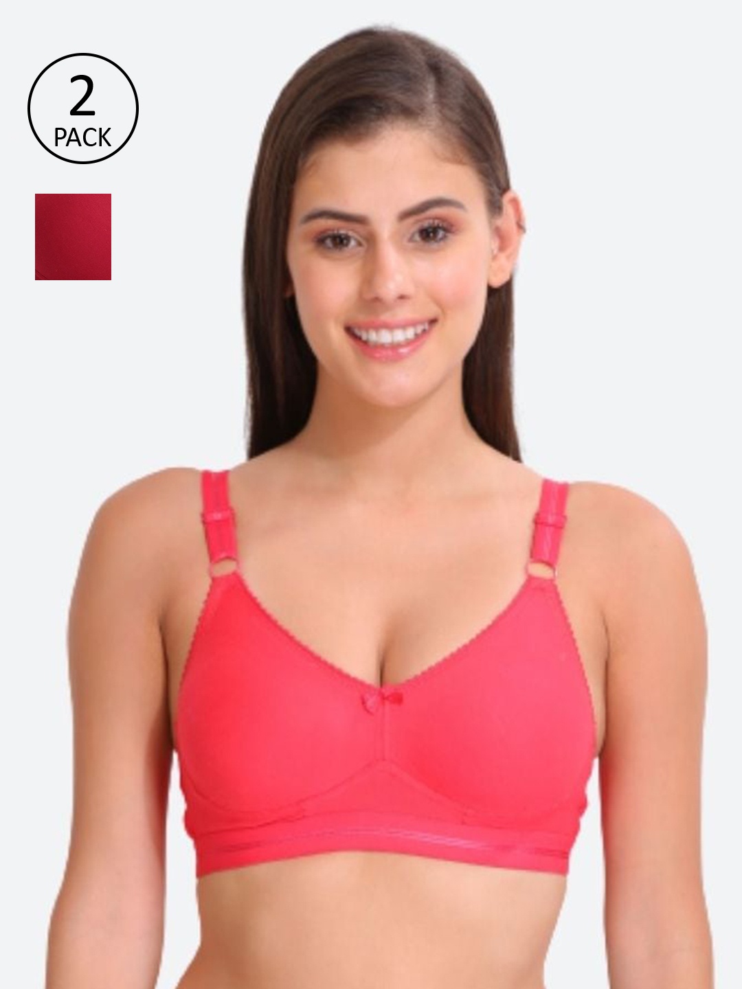 

Innocence Pack of 2 Non Wired Full Coverage Non Padded Everyday Bra, Pink