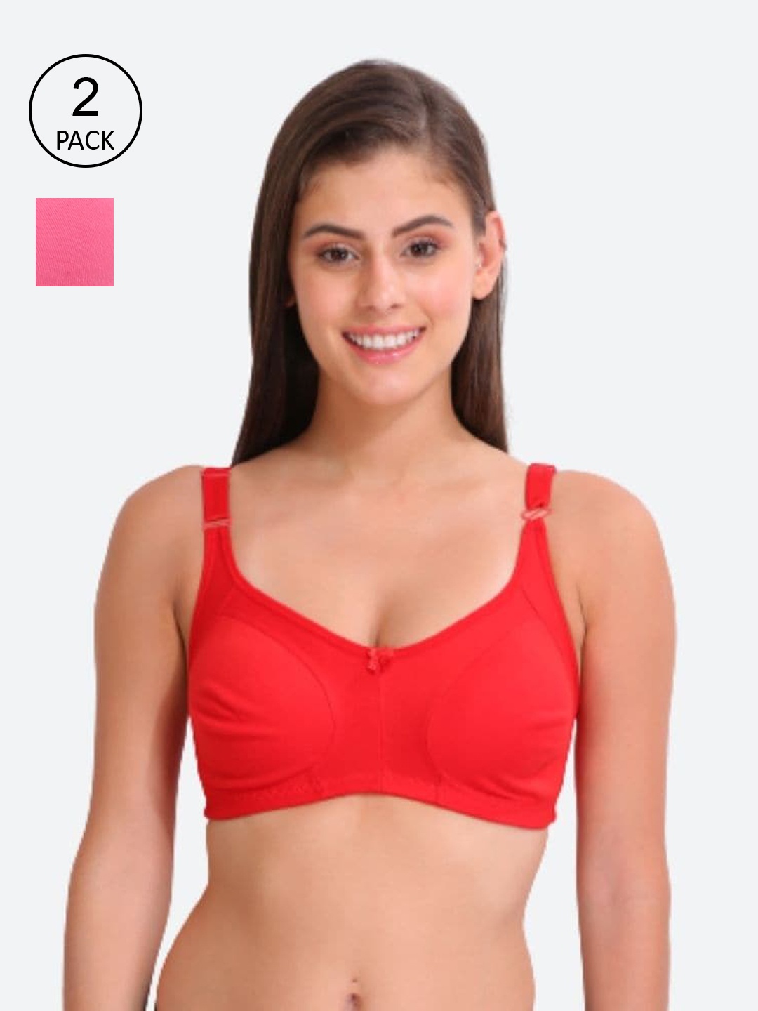 

Innocence Red & Pink Set Of 2 Lightly Padded Everyday Bra