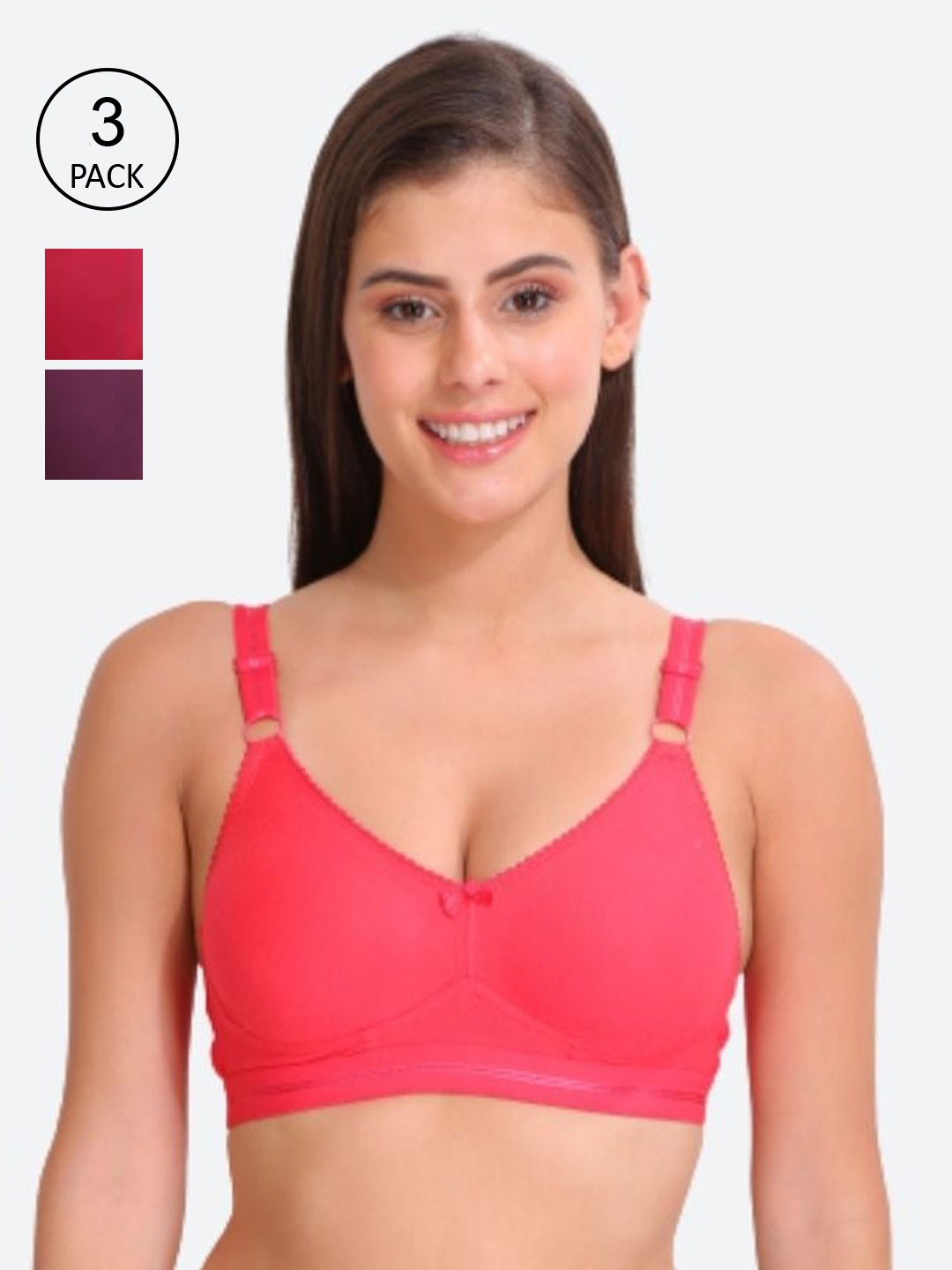 

Innocence Pink & Violet Pack Of 3 Lightly Padded Seamless Everyday Bra