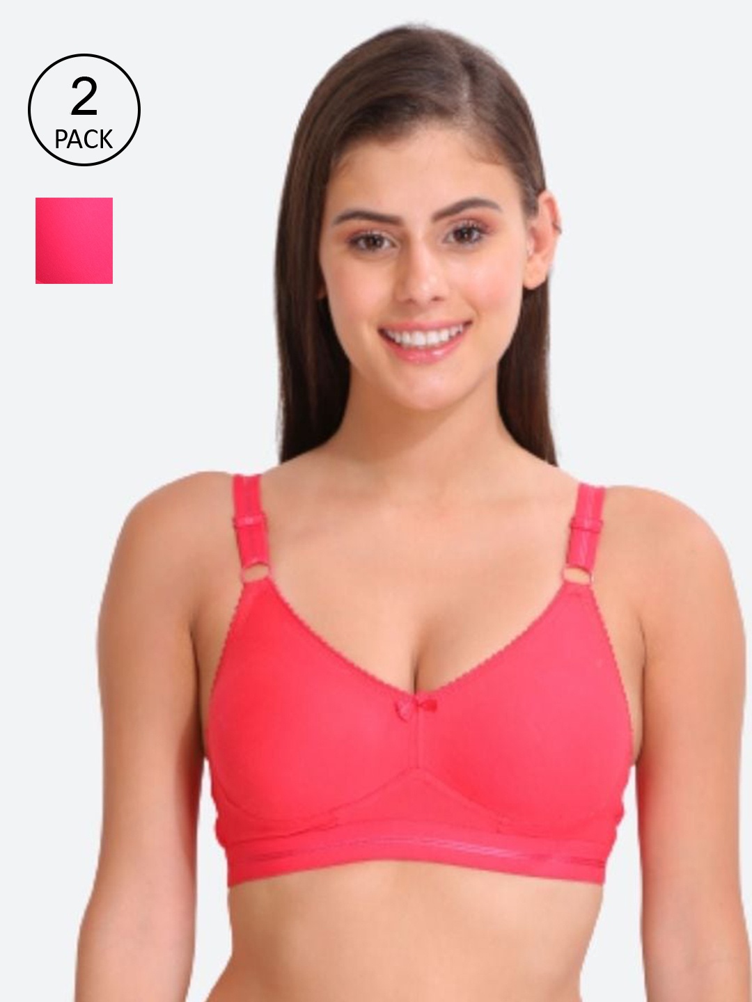 

Innocence Pack of 2 Non Wired Full Coverage Non Padded Everyday Bra, Pink