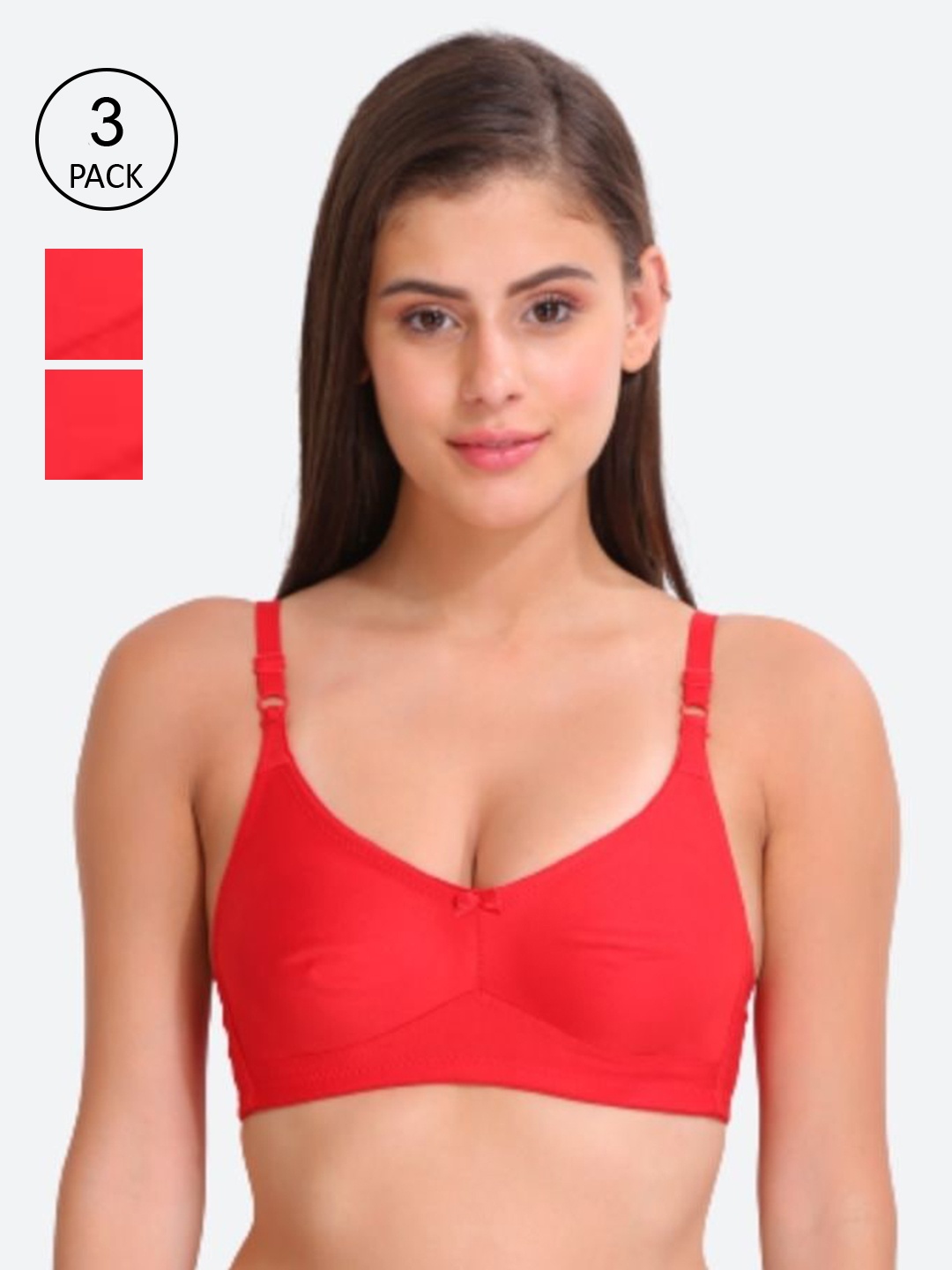 

Innocence Pack of 3 Solid Non Wired Full Coverage Non Padded Everyday Bra, Coral