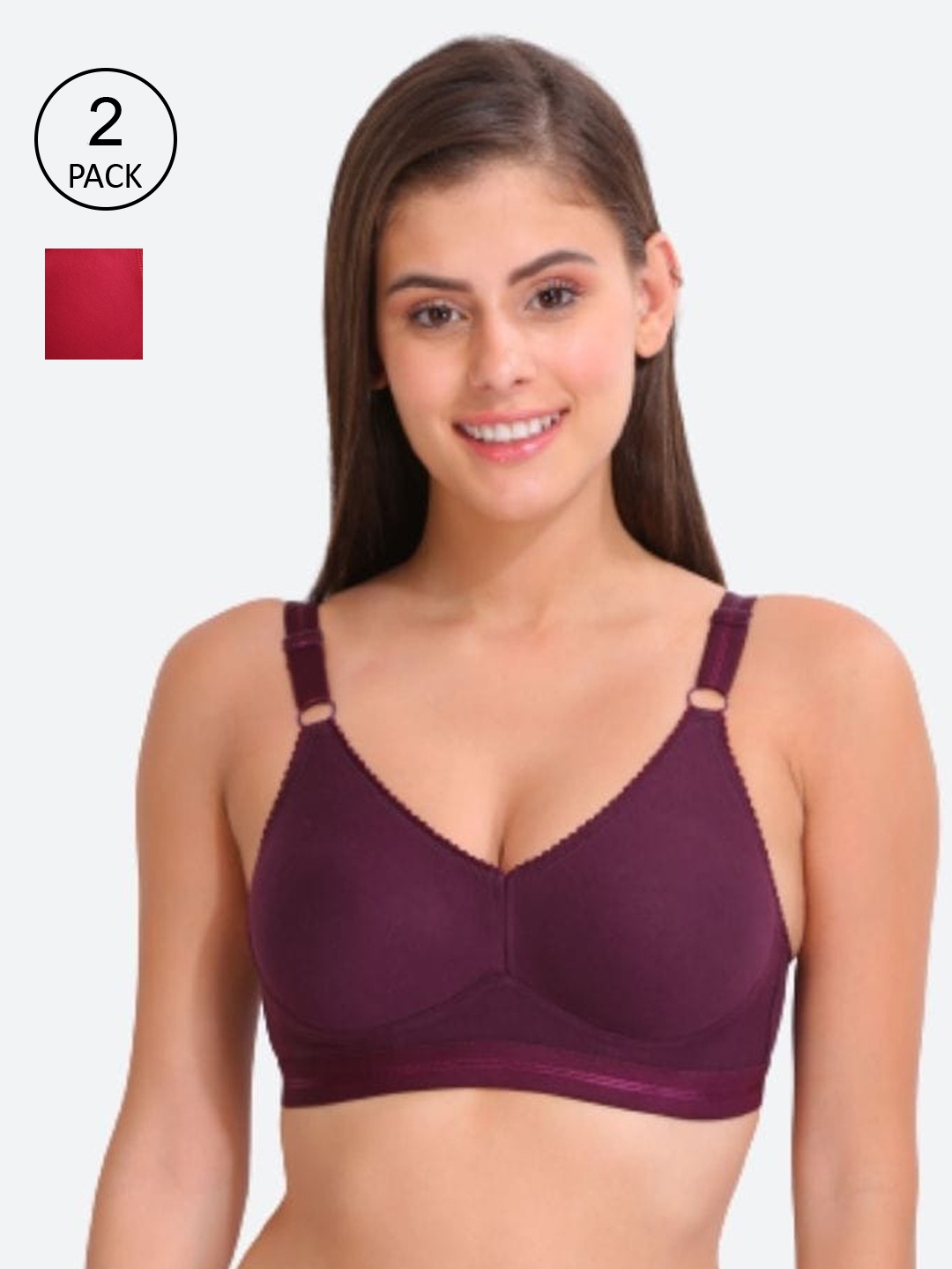 

Innocence Pack of 2 Non Wired Full Coverage Non Padded Everyday Bra, Violet