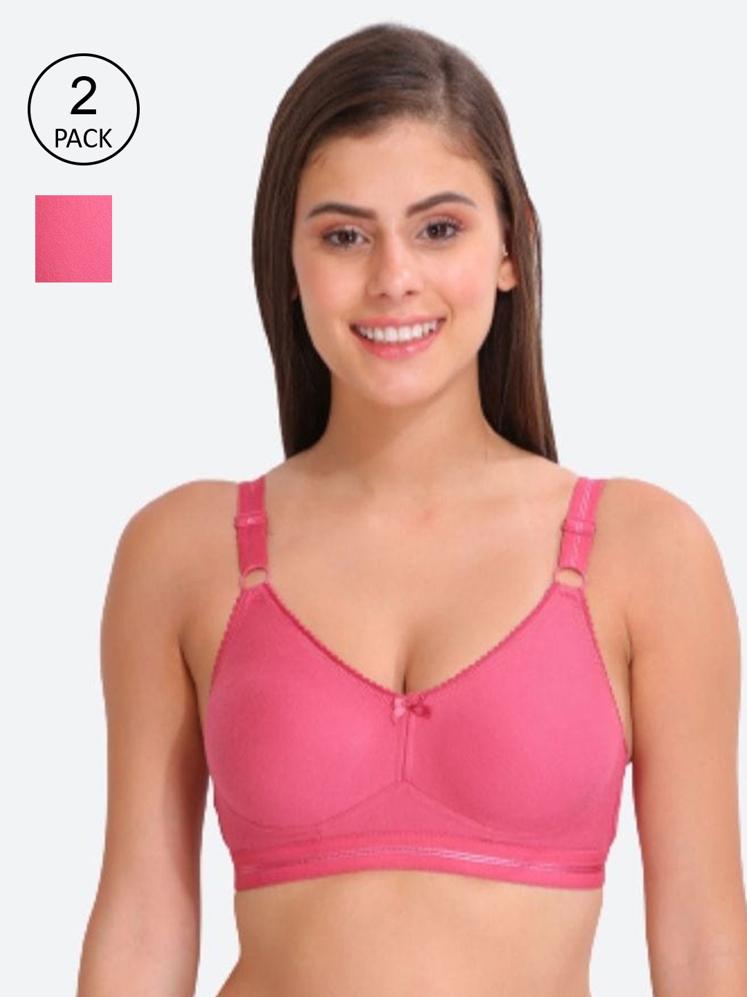 

Innocence Pack of 2 Non Wired Full Coverage Non Padded Everyday Bra, Pink
