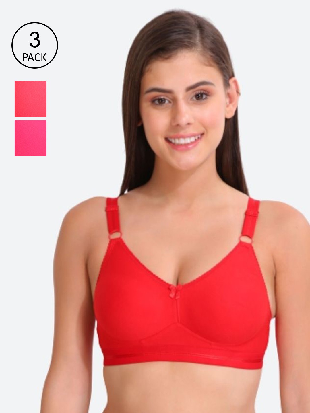 

Innocence Set Of 3 Bra Lightly Padded, Red
