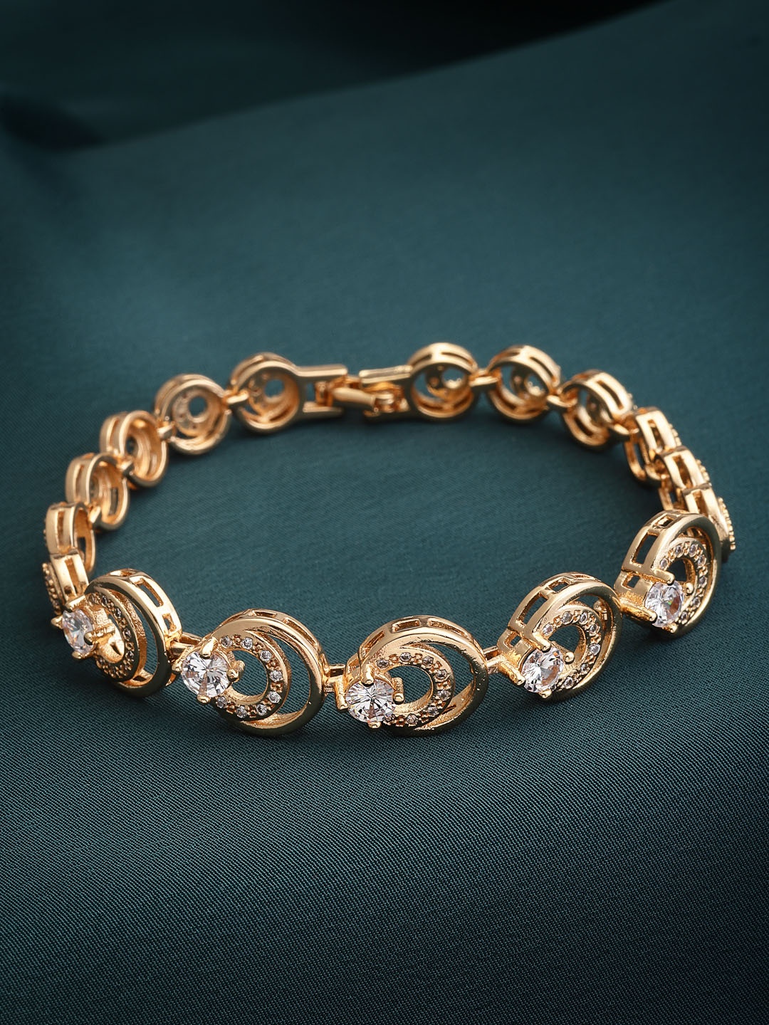 

PANASH Women Gold-Toned & White AD Handcrafted Gold-Plated Bangle-Style Bracelet