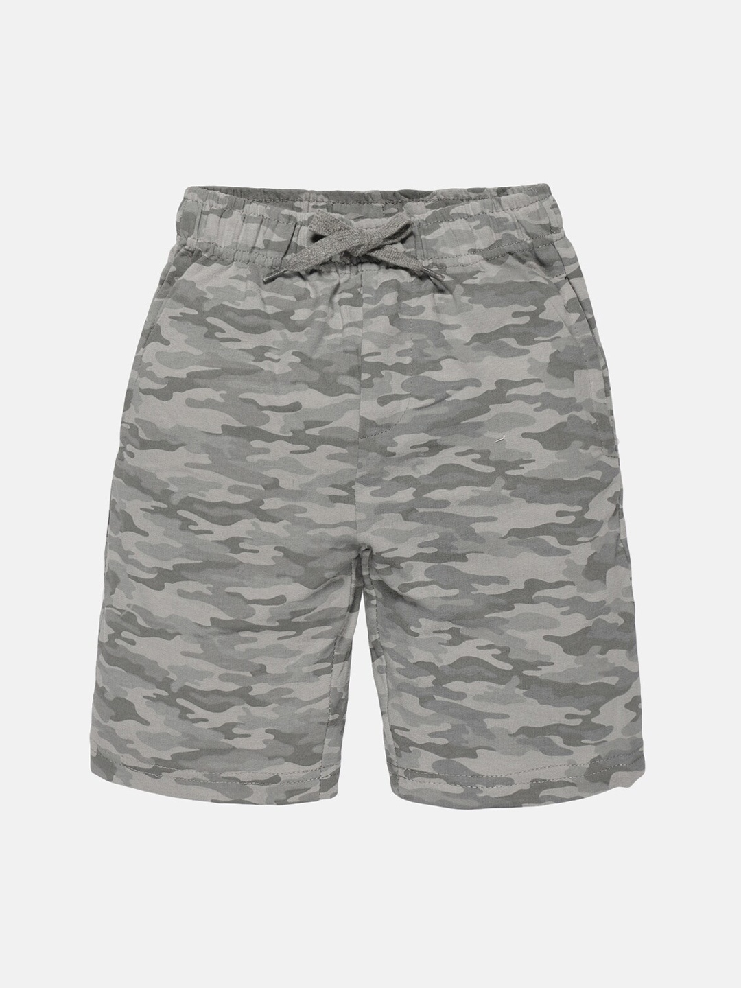 

KiddoPanti Boys Grey Camouflage Printed Shorts