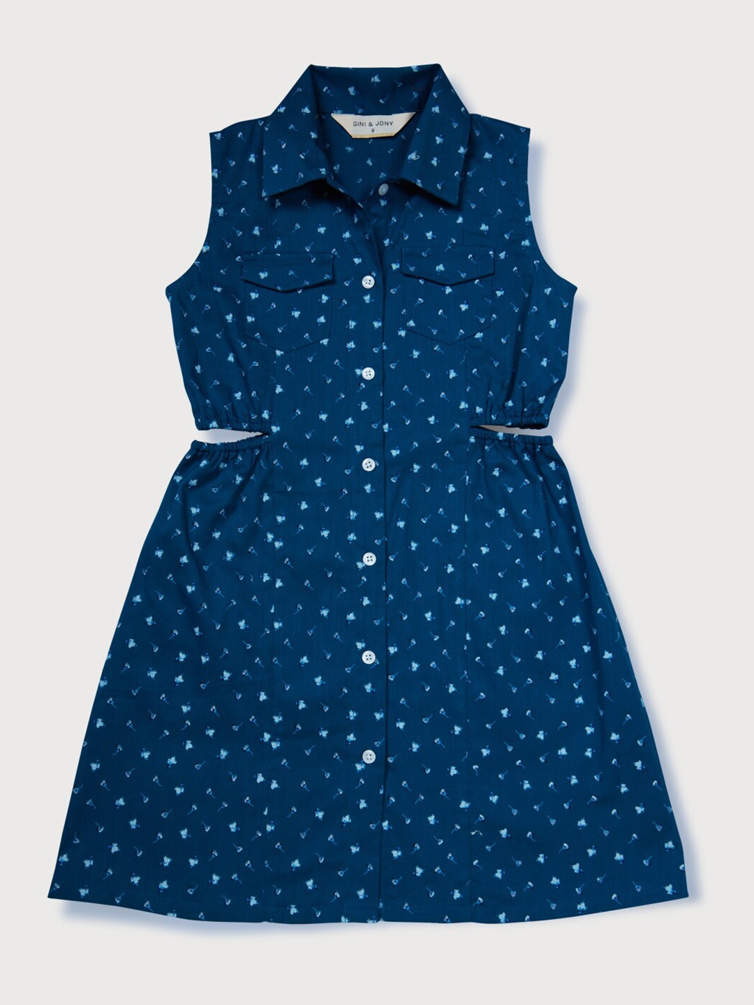 

Gini and Jony Girls Blue Printed A-Line Dress