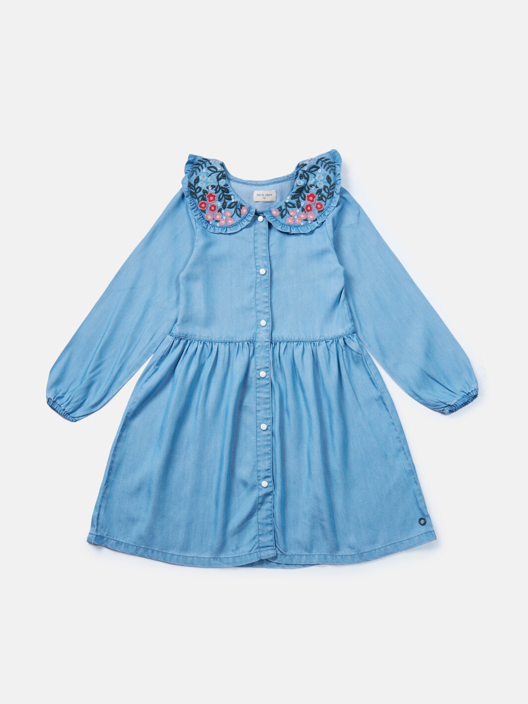 

Gini and Jony Girls Blue Peter Pan Embroidered Collar A-Line Dress