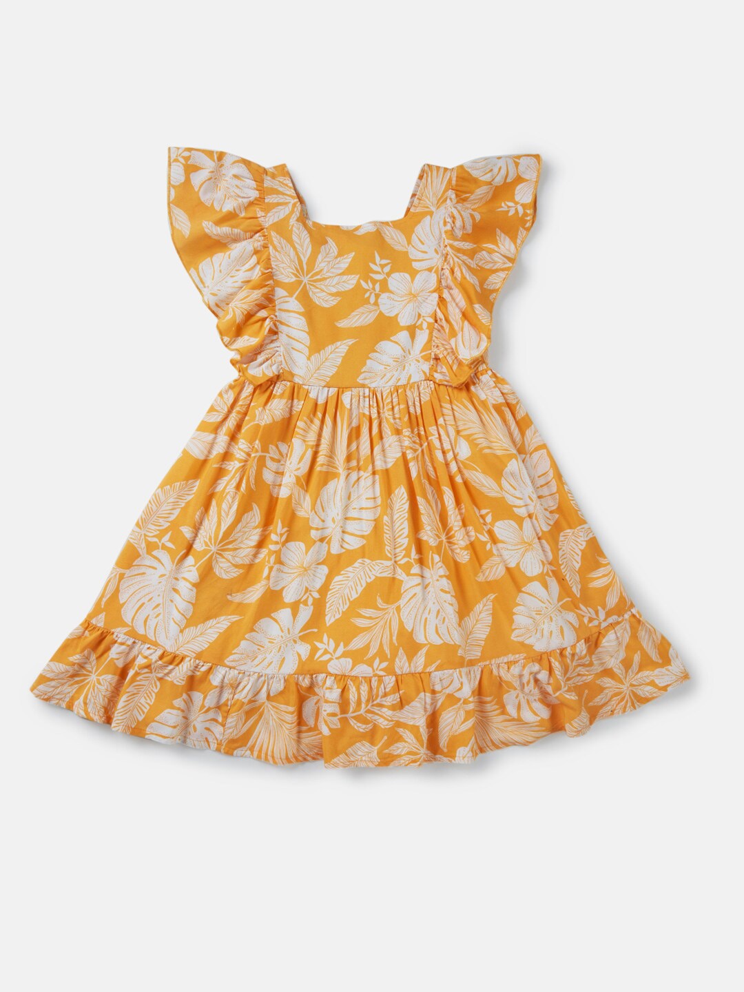 

Gini and Jony Girls Orange Floral Printed Dress