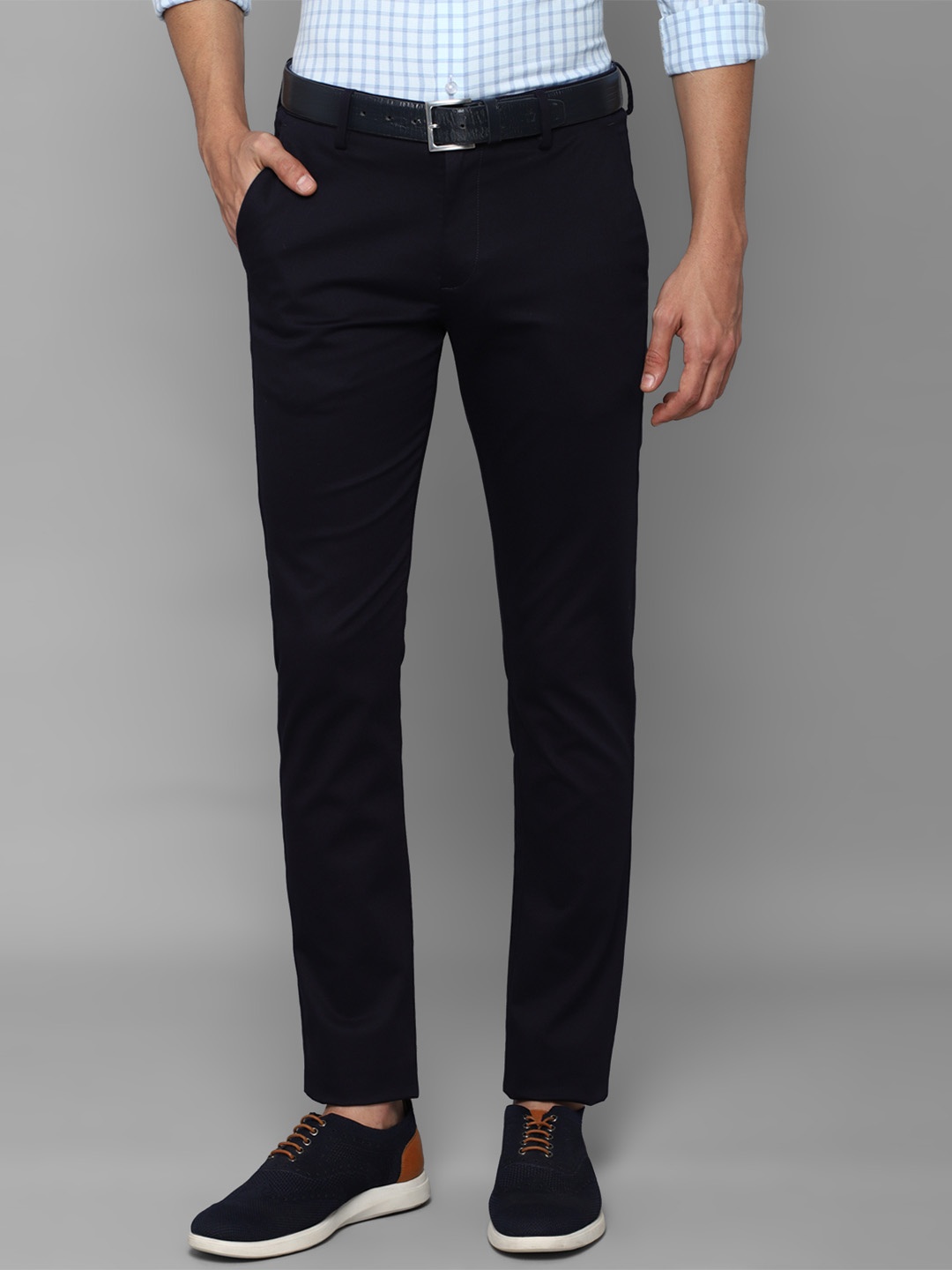 

Allen Solly Men Navy Blue Mid-Rise Slim Fit Trouser