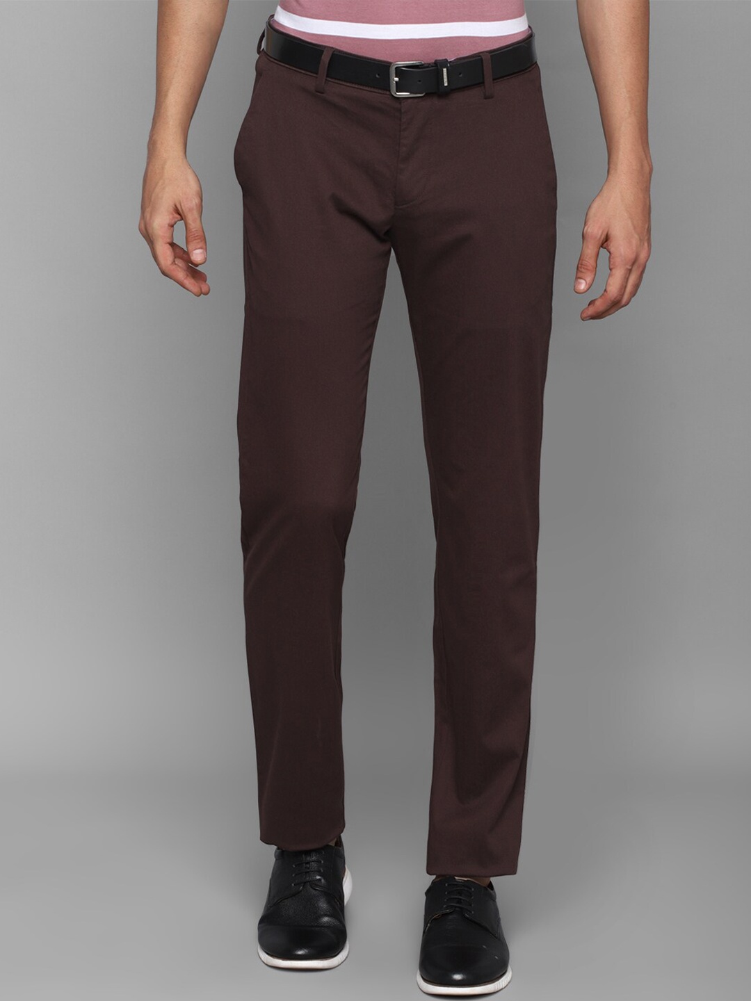 

Allen Solly Men Maroon Solid Slim Fit Trousers