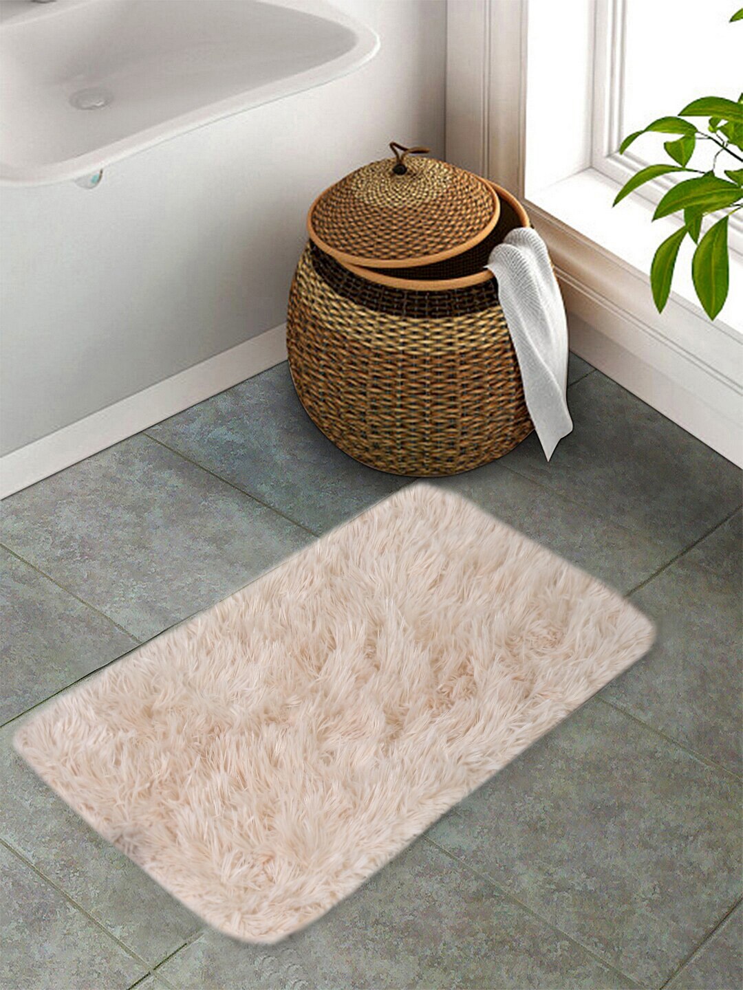 

Cortina Beige Self-Design Solid Doormat