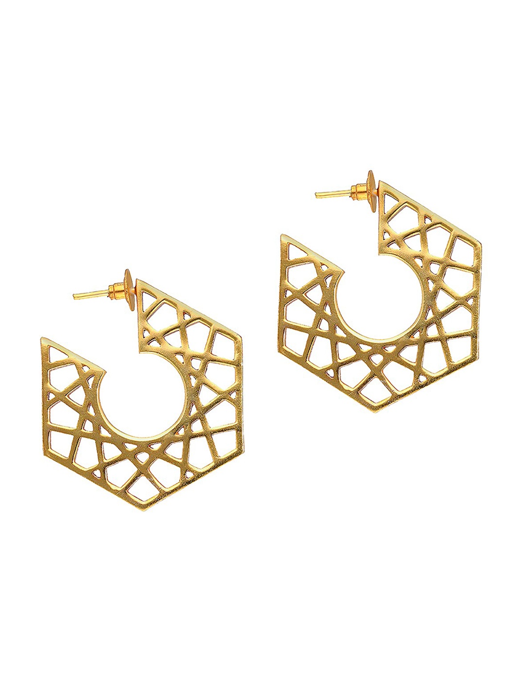 

MNSH Gold-Plated Hexagonal Half Hoop Earrings
