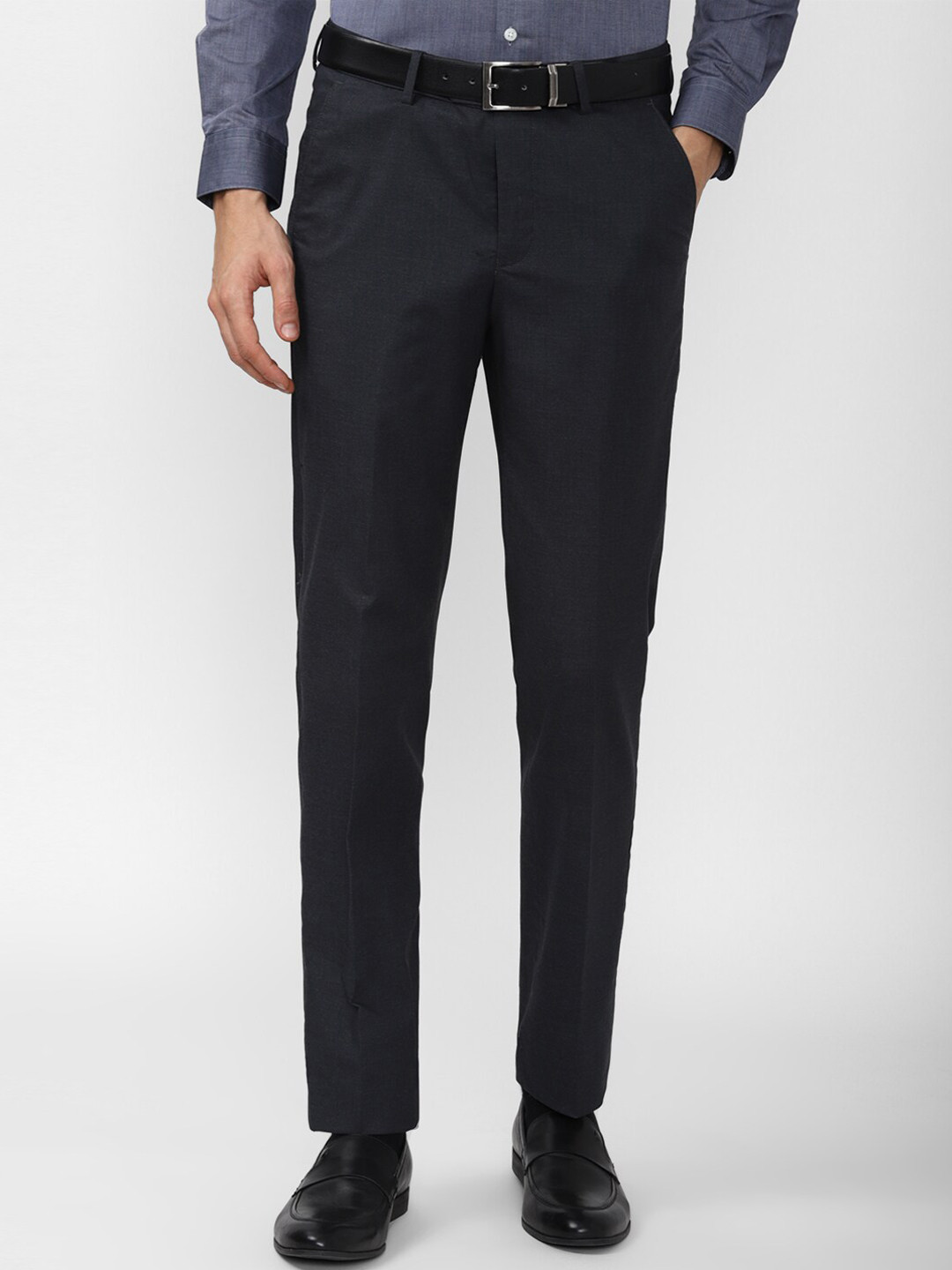 

Peter England Men Navy Blue Solid Slim Fit Formal Trousers