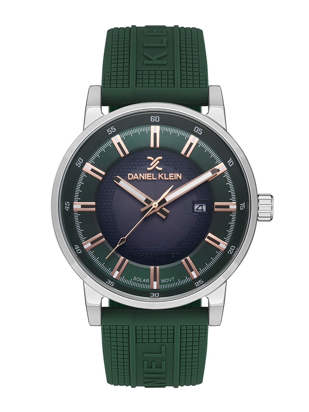 

Daniel Klein Men Silver-Toned Dial & Green Textured Straps Analogue Watch