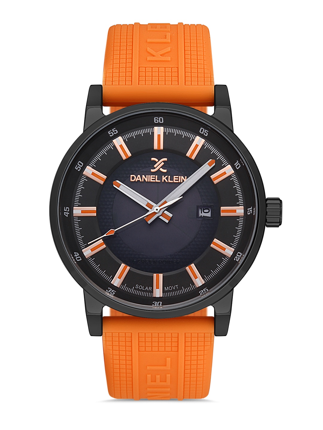 

Daniel Klein Men Black Dial & Orange Textured Straps Analogue Watch DK 1 13198-5, Silver