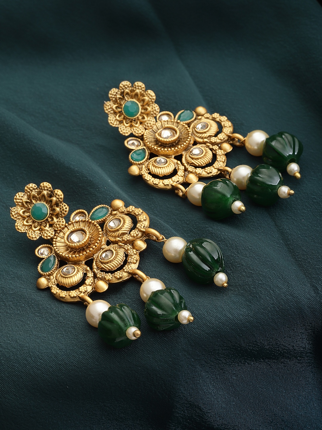 

PANASH Gold-Toned Teardrop Shaped Drop Earrings