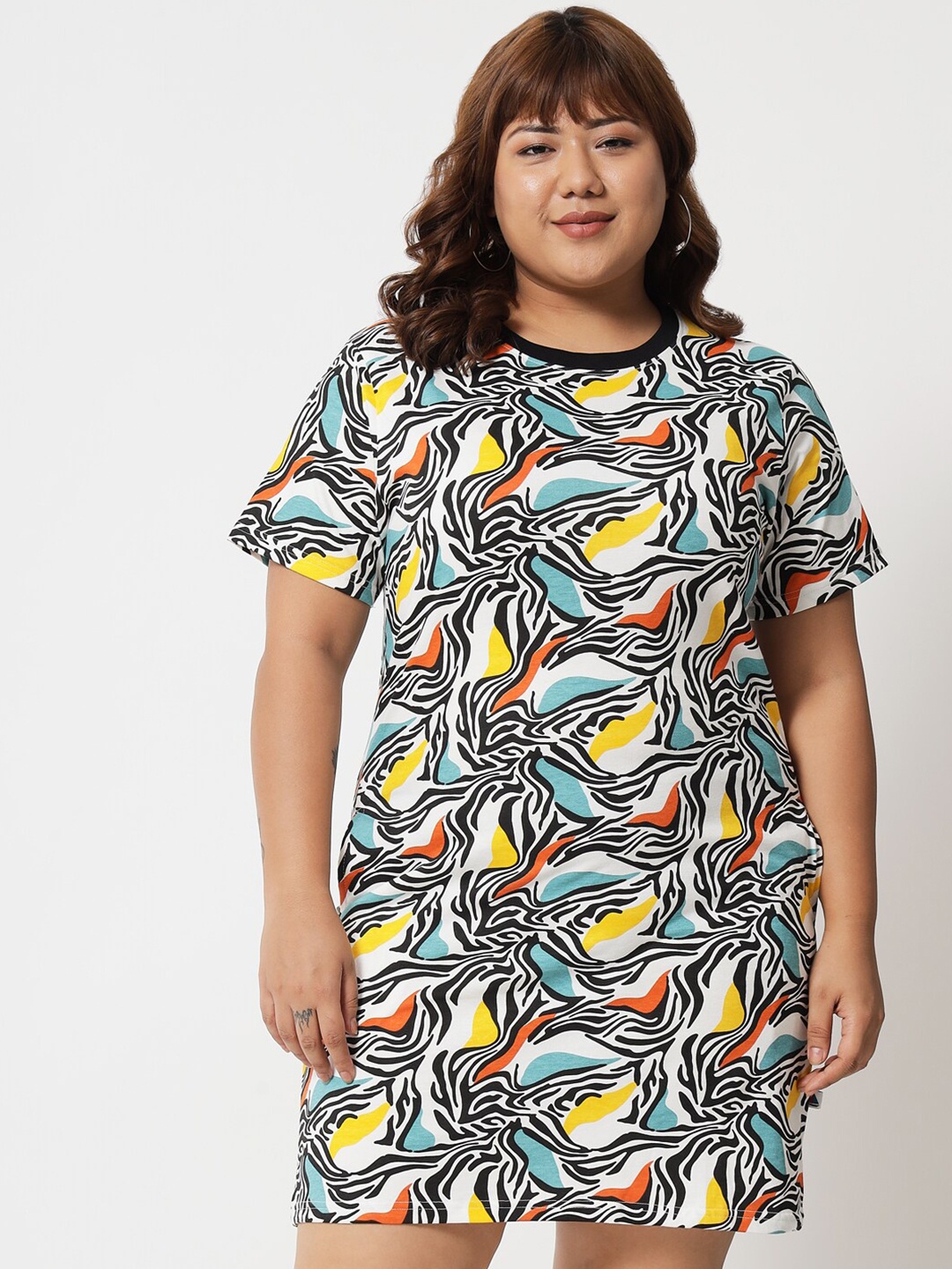 

BEYOUND SIZE - THE DRY STATE Multicoloured Printed T-shirt Style Dress, Multi