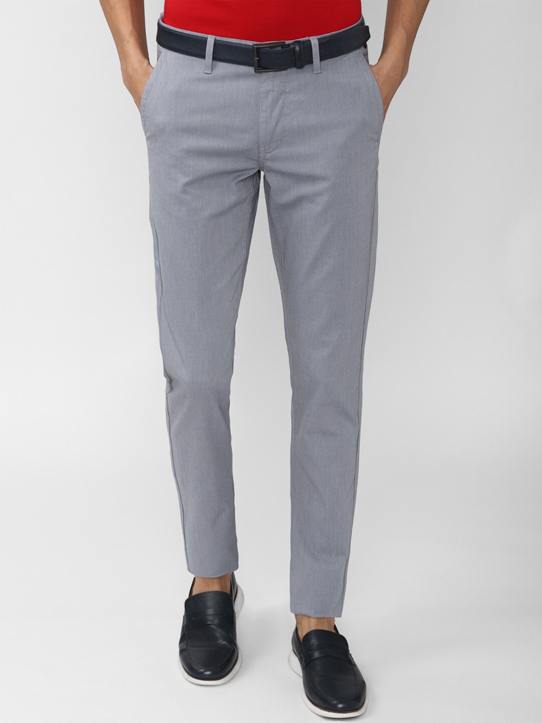 

Van Heusen Sport Men Grey Self Design Slim Fit Trousers