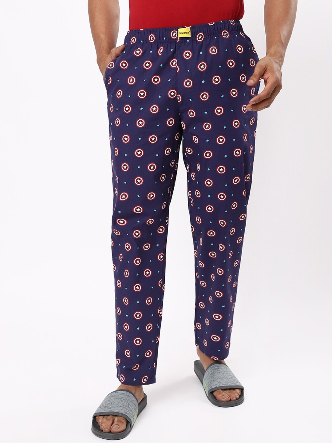 

Bewakoof Men Navy Blue Printed Cotton Lounge Pant