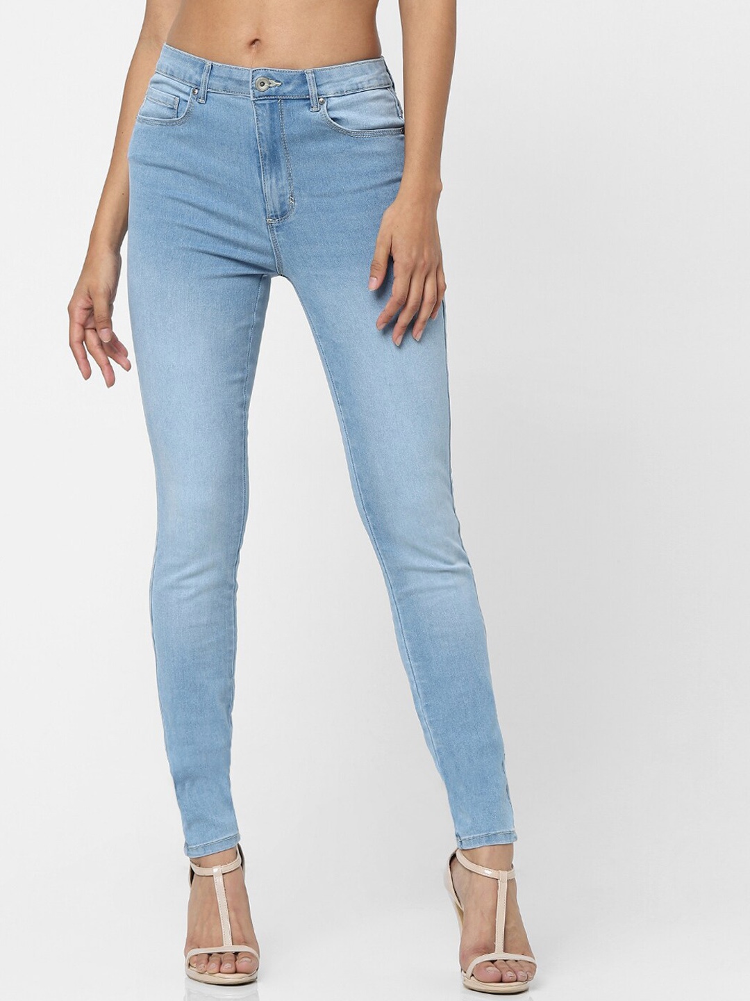 

ONLY Women Blue Skinny Fit High-Rise Light Fade Jeans