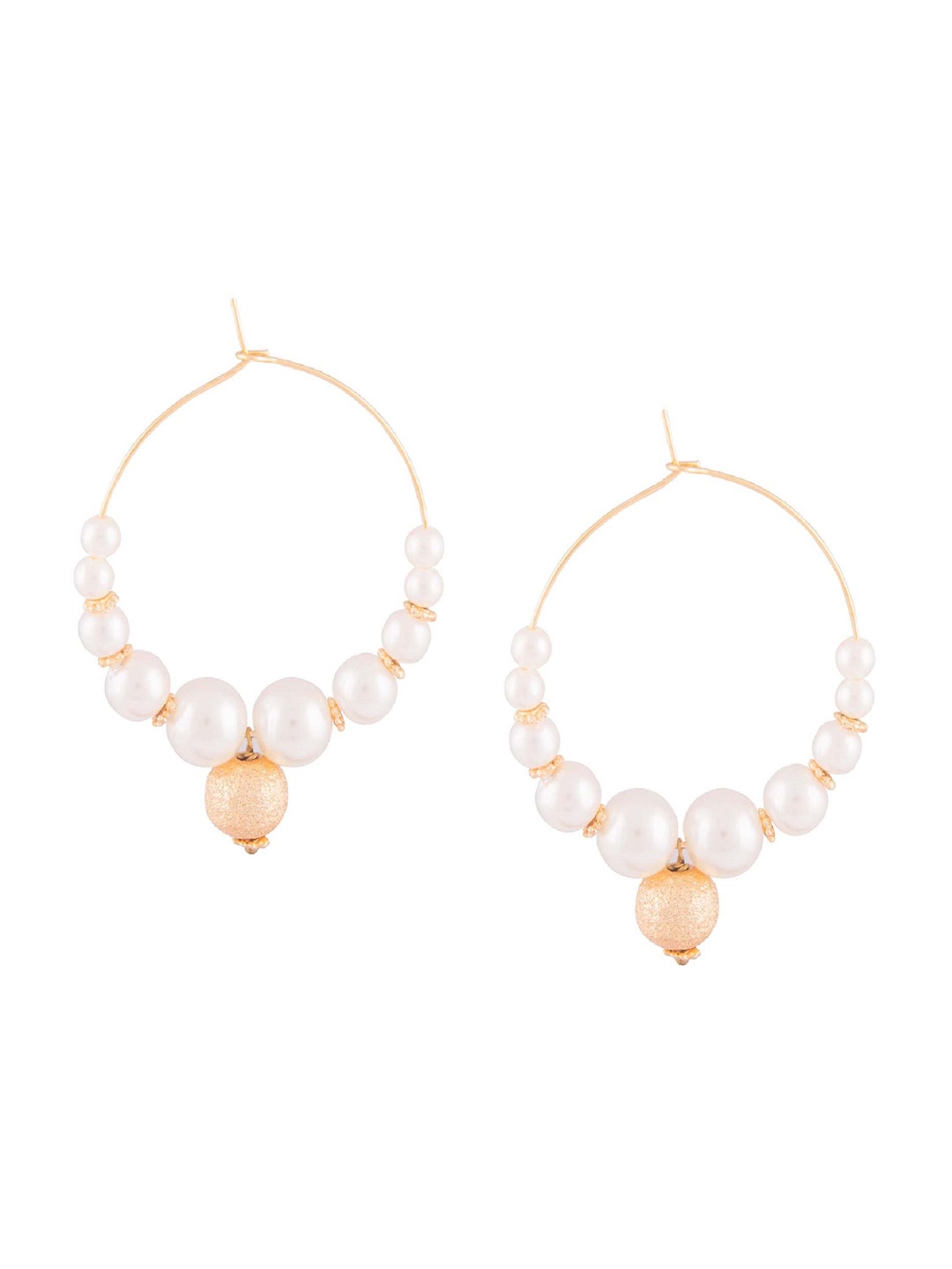 

Kshitij Jewels White & Gold-Toned Contemporary Hoop Earrings