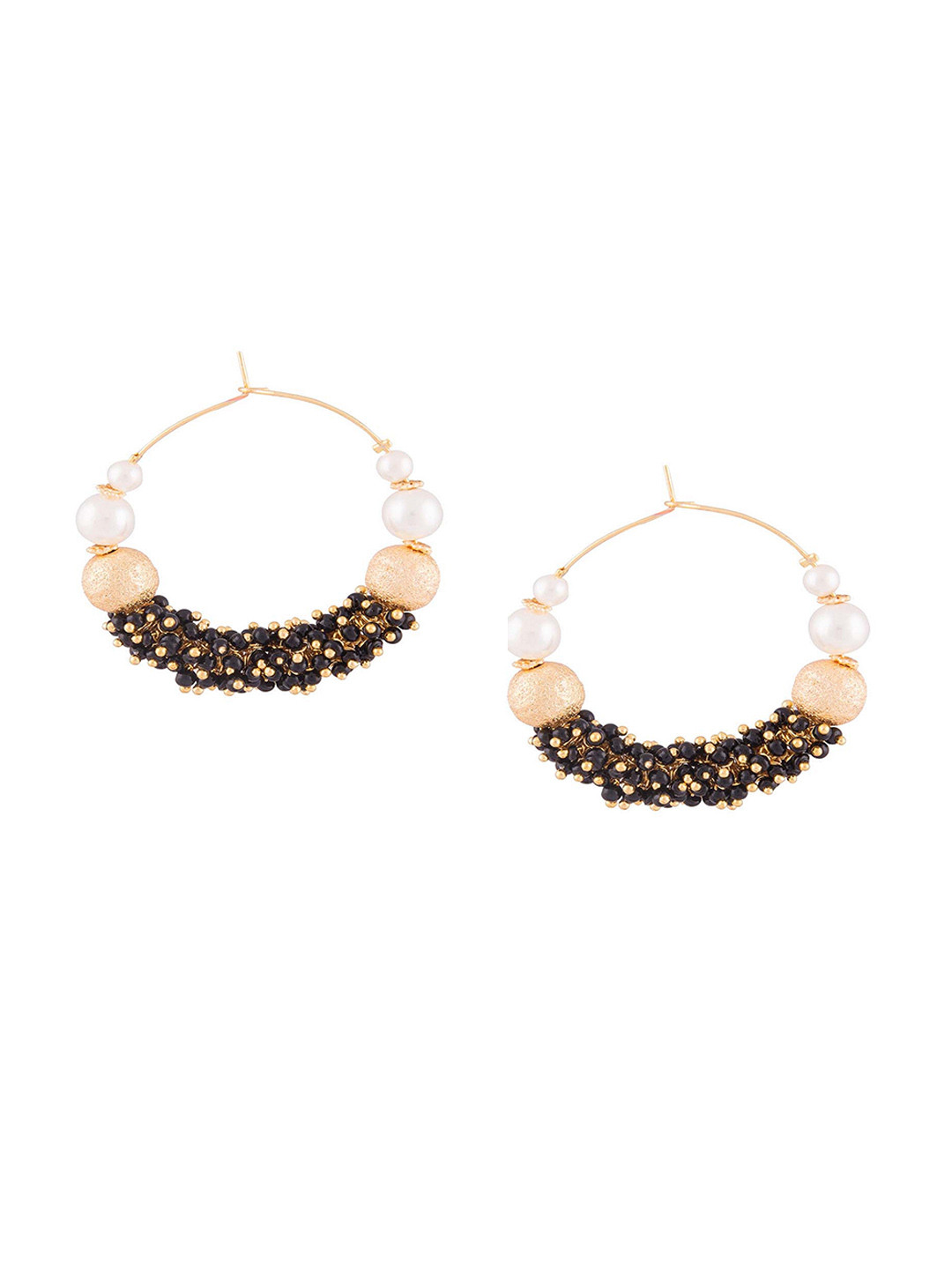 

Kshitij Jewels Gold-Toned & White Contemporary Hoop Earrings