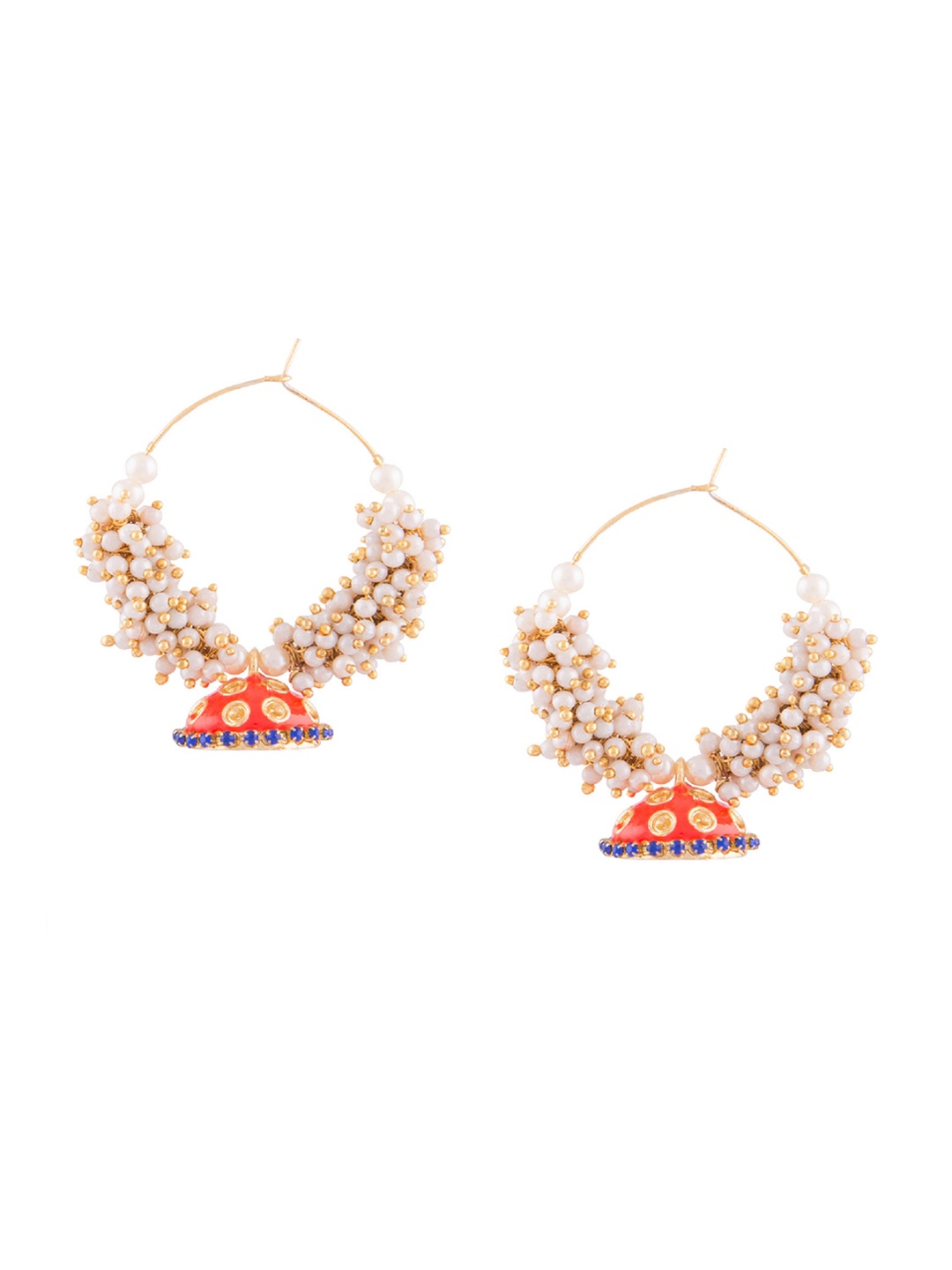 

Kshitij Jewels Gold-Toned & White Contemporary Hoop Earrings