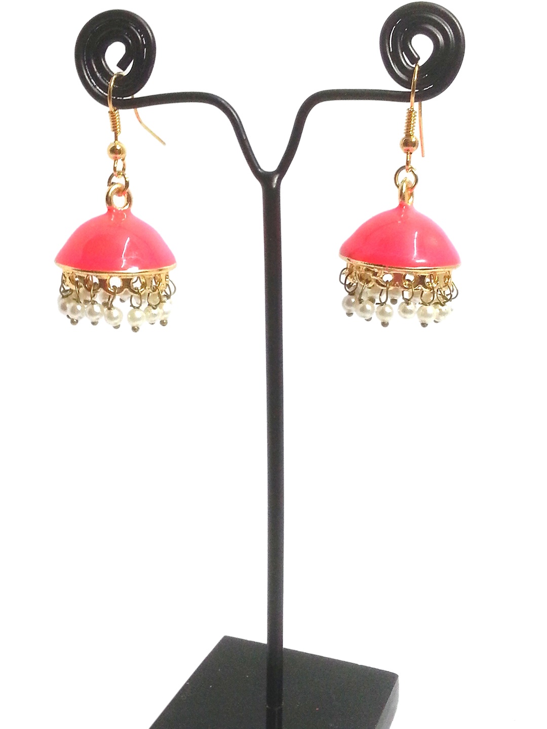

Kshitij Jewels Women Red Contemporary Jhumkas Earrings