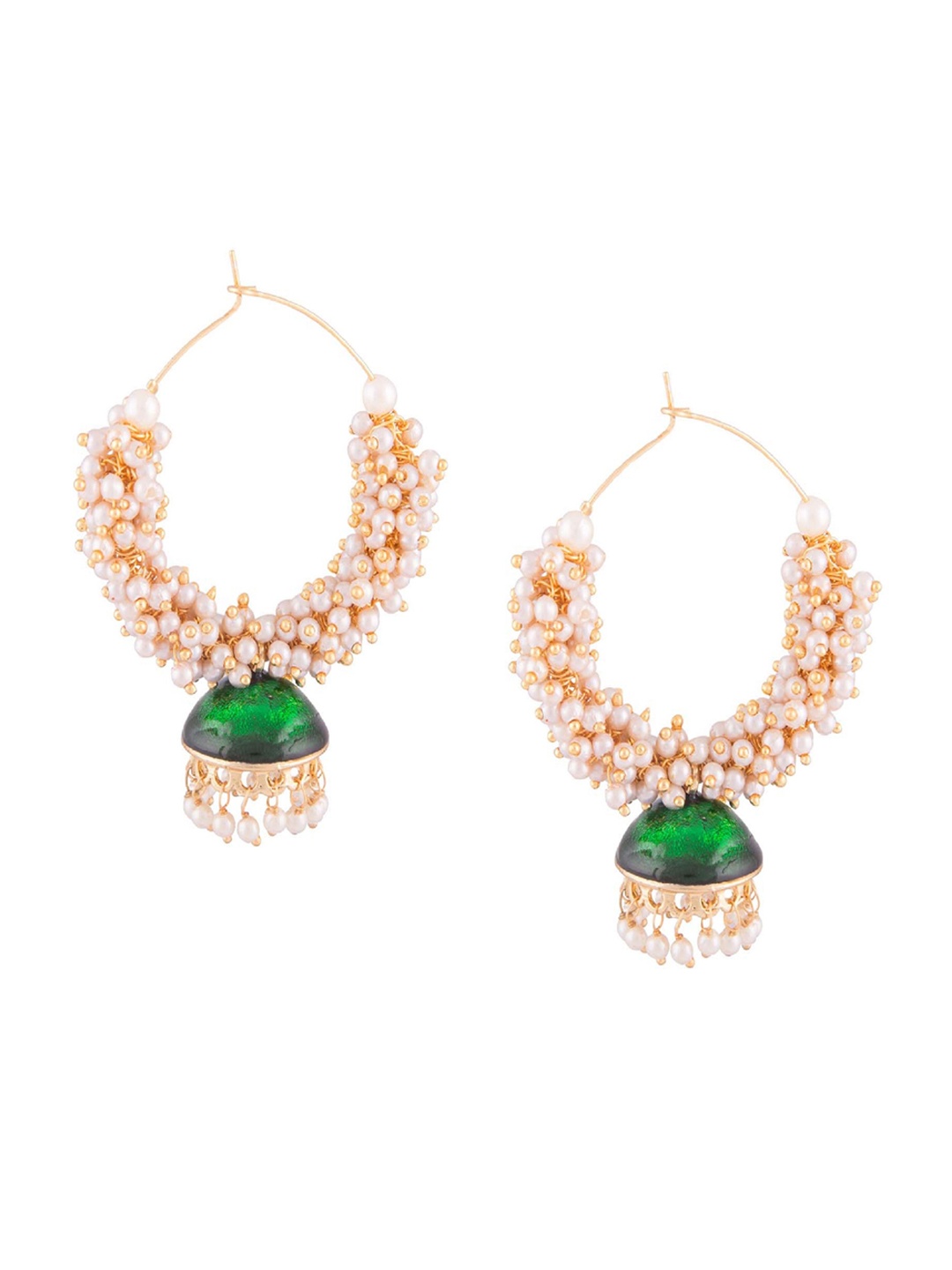 

Kshitij Jewels Women Green Contemporary Jhumkas Earrings