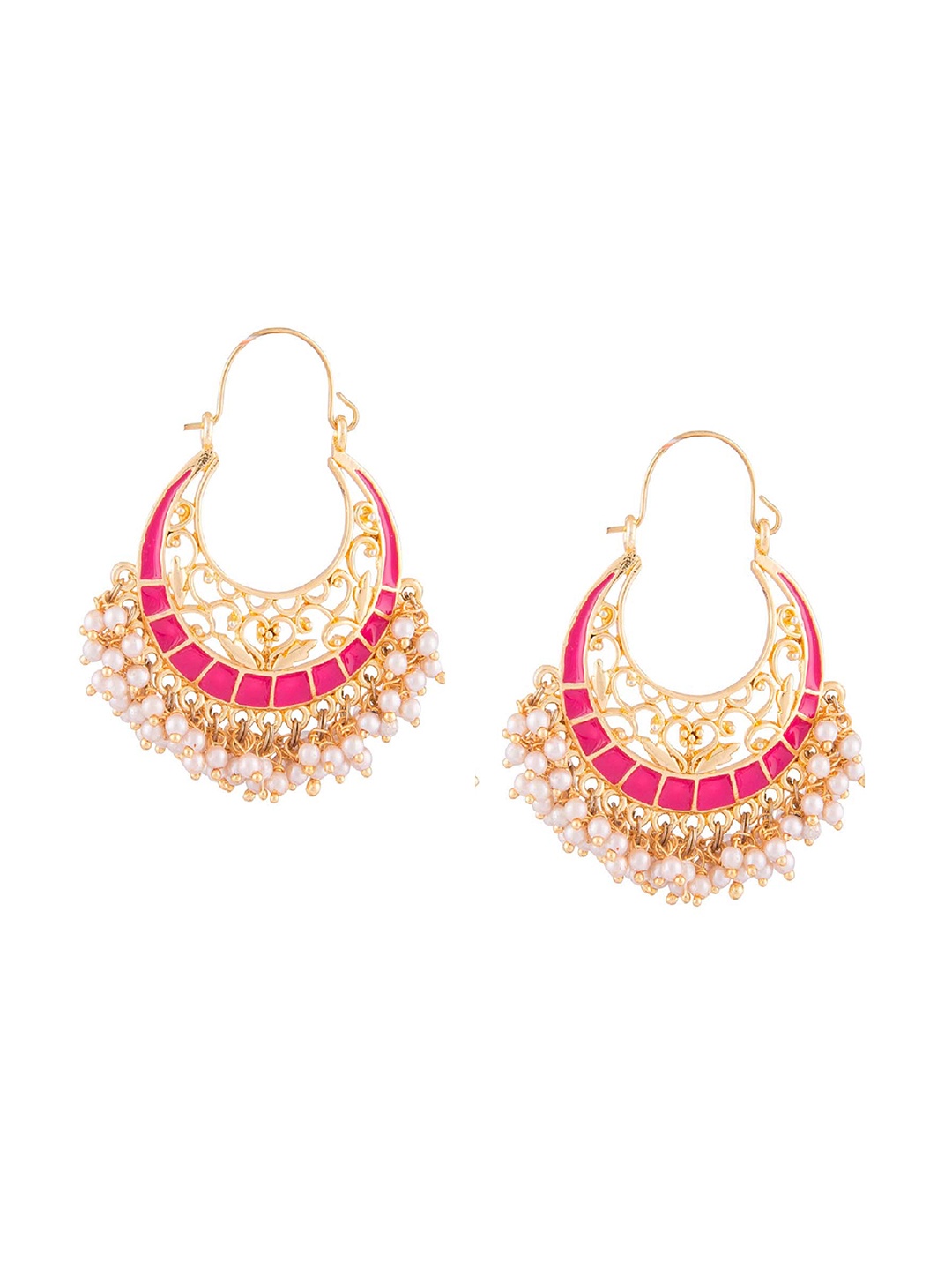 

Kshitij Jewels Pink & Gold-Toned Contemporary Hoop Earrings