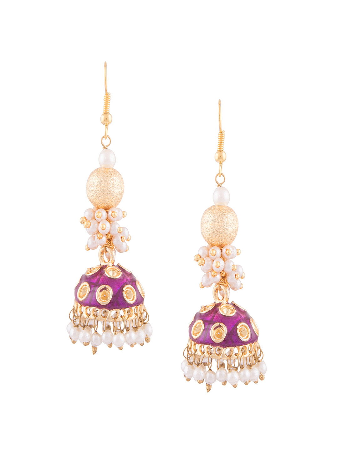 

Kshitij Jewels Gold-Plated Purple Contemporary Jhumkas Earrings
