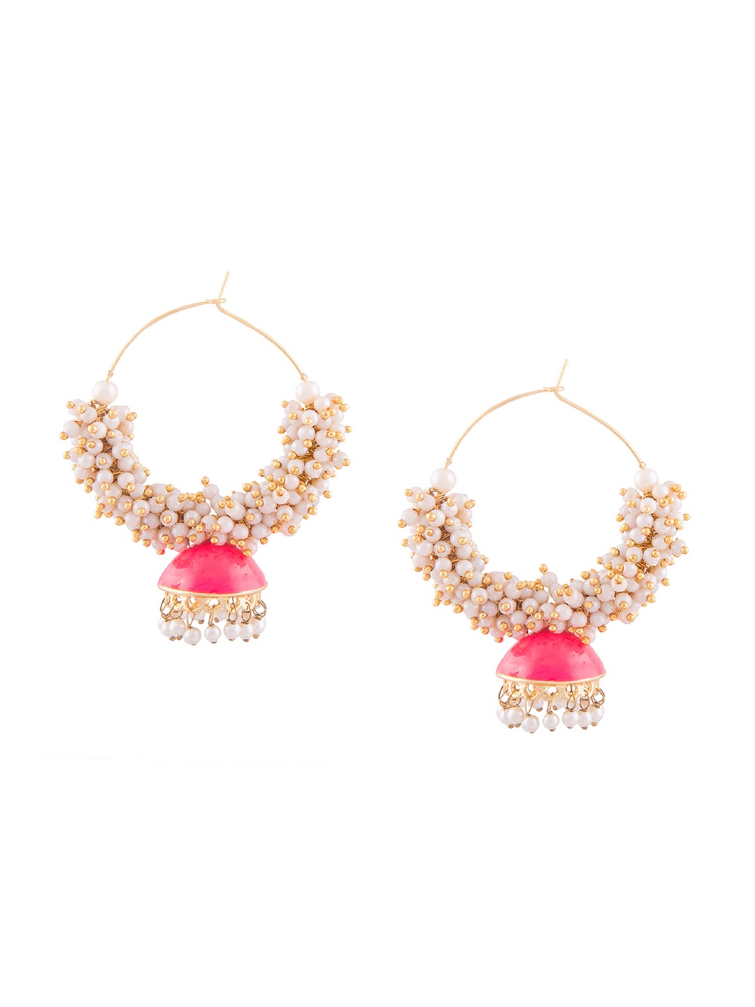 

Kshitij Jewels Gold-Plated Pink Contemporary Hoop Earrings