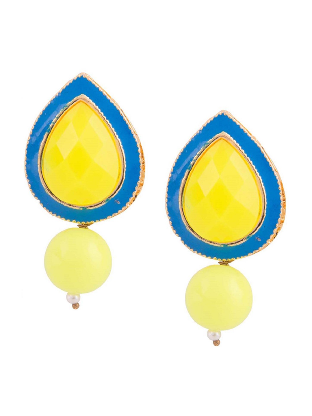 

Kshitij Jewels Yellow & Blue Contemporary Drop Earrings
