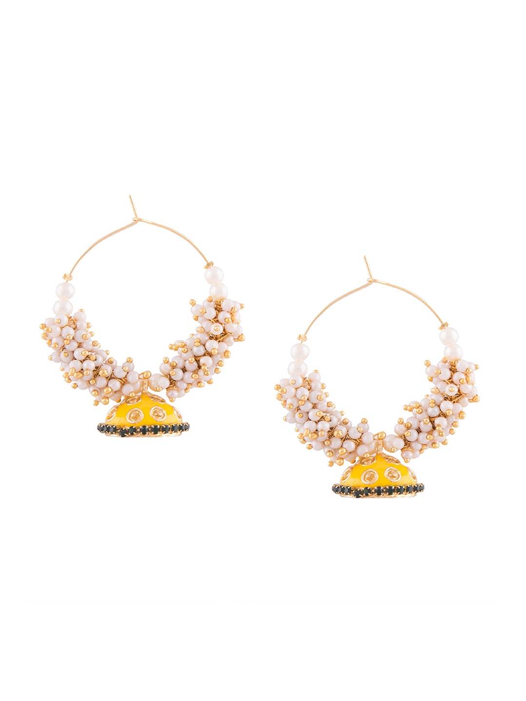 

Kshitij Jewels Multicoloured Contemporary Hoop Earrings, Gold