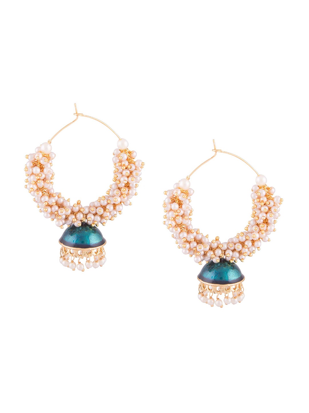

Kshitij Jewels Gold-Toned & White Contemporary Hoop Earrings