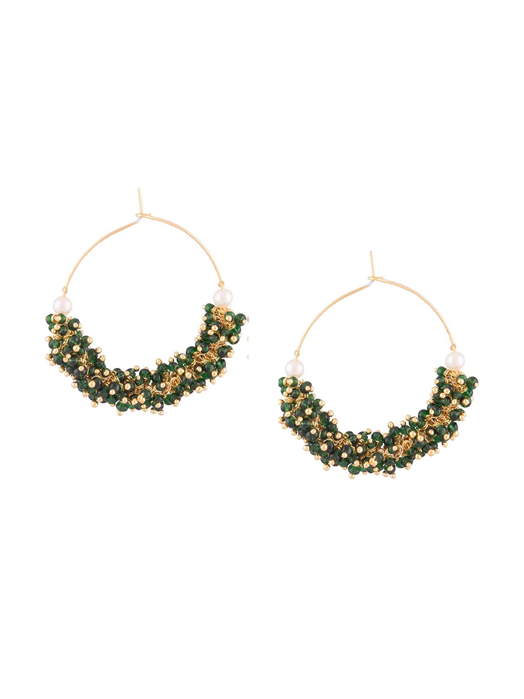 

Kshitij Jewels Green & Gold-Toned Contemporary Hoop Earrings