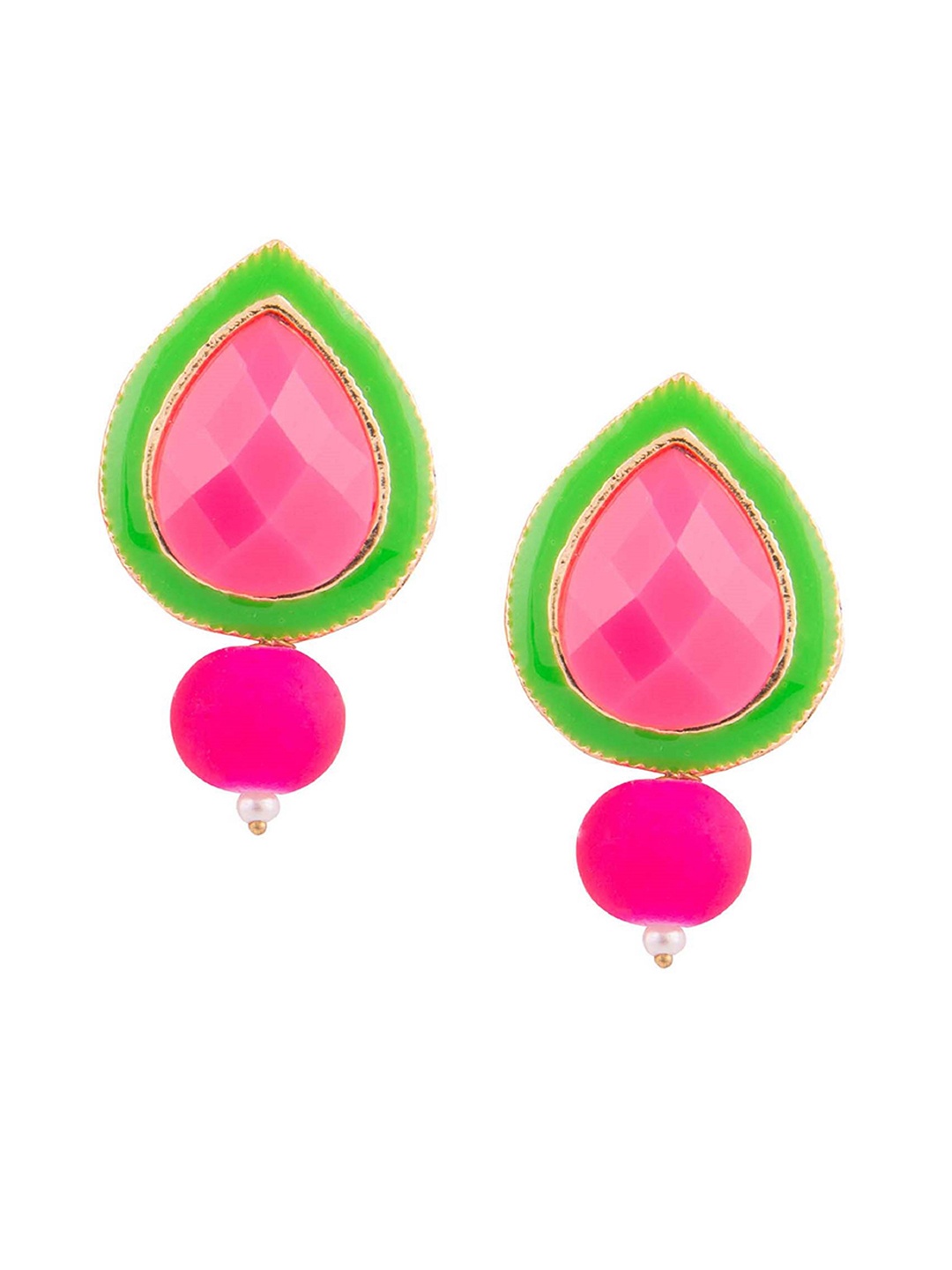 

Kshitij Jewels Women Gold-Toned & Pink Diamond Shaped Studs Earrings