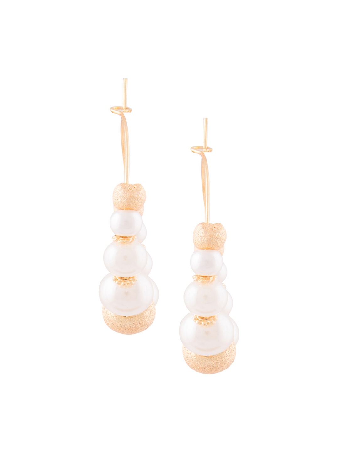 

Kshitij Jewels Women White & Peach-Coloured Contemporary Hoop Earrings