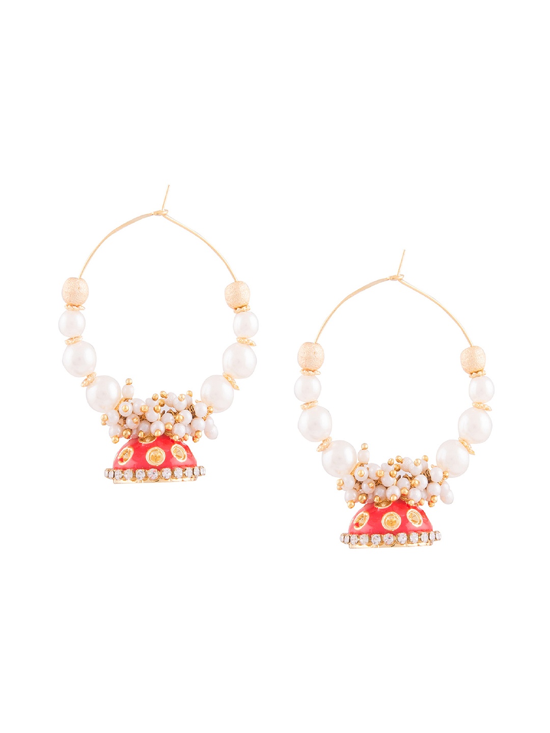 

Kshitij Jewels Women MultWhite & Orange Contemporary Hoop Earrings, White