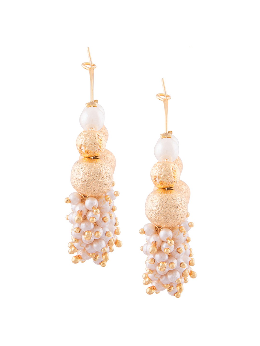 

Kshitij Jewels White & Gold-Toned Contemporary Hoop Earrings