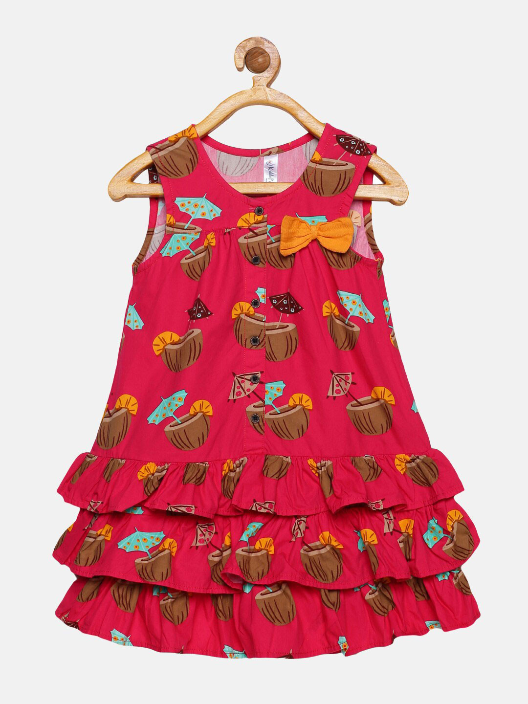 

KiddoPanti Pink & carmine Floral A-Line Dress