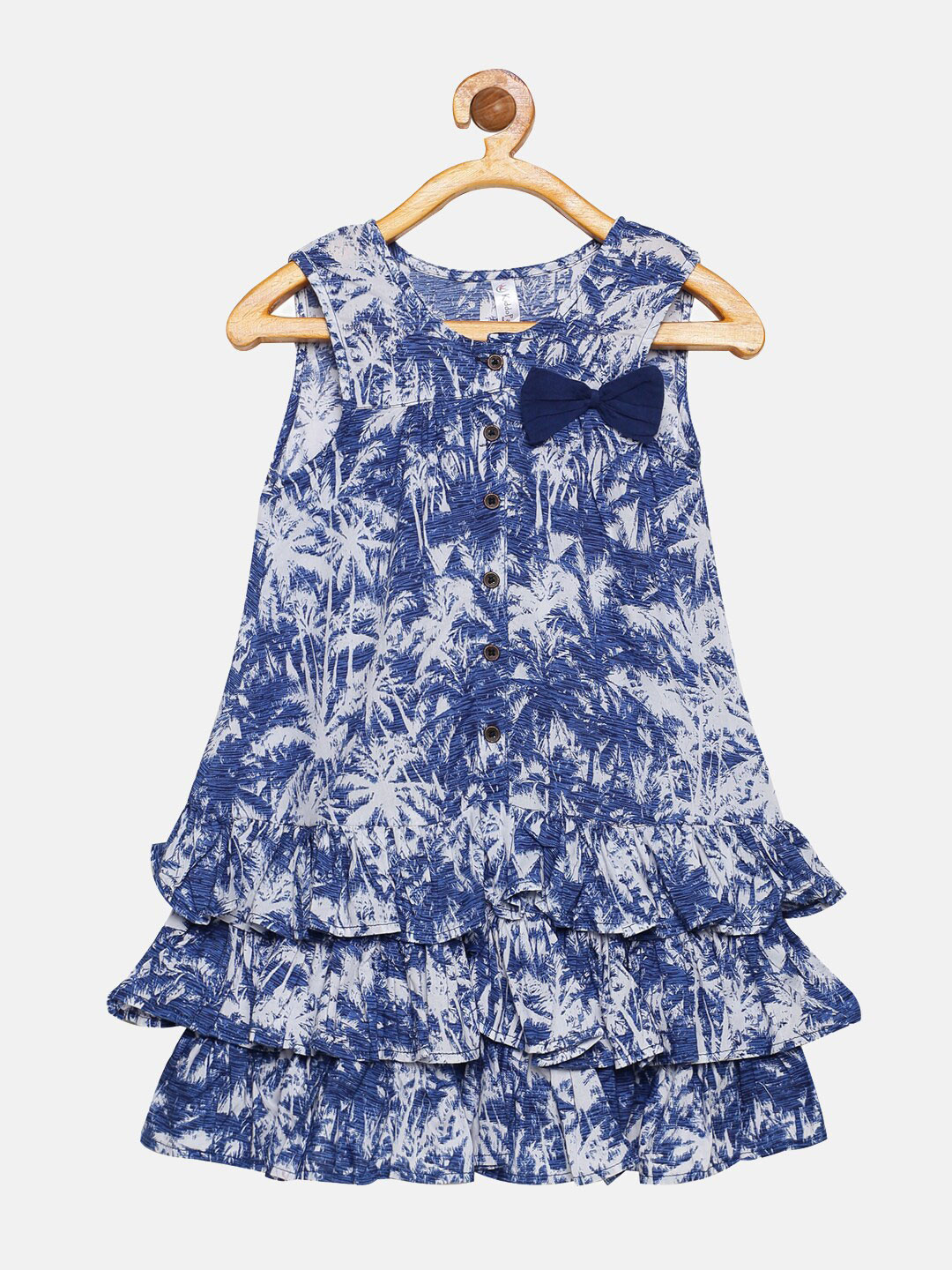 

KiddoPanti Blue & white Floral A-Line Dress