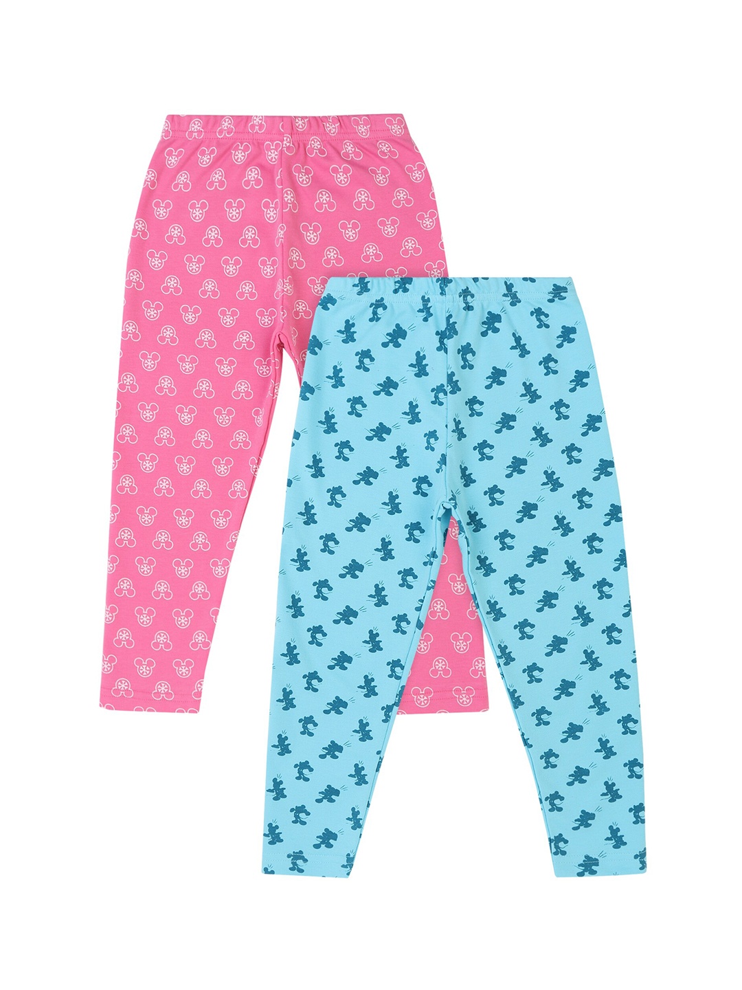 

Bodycare Kids Girls Pack Of 2 Pink & Turquoise Blue Printed Cotton Track Pants