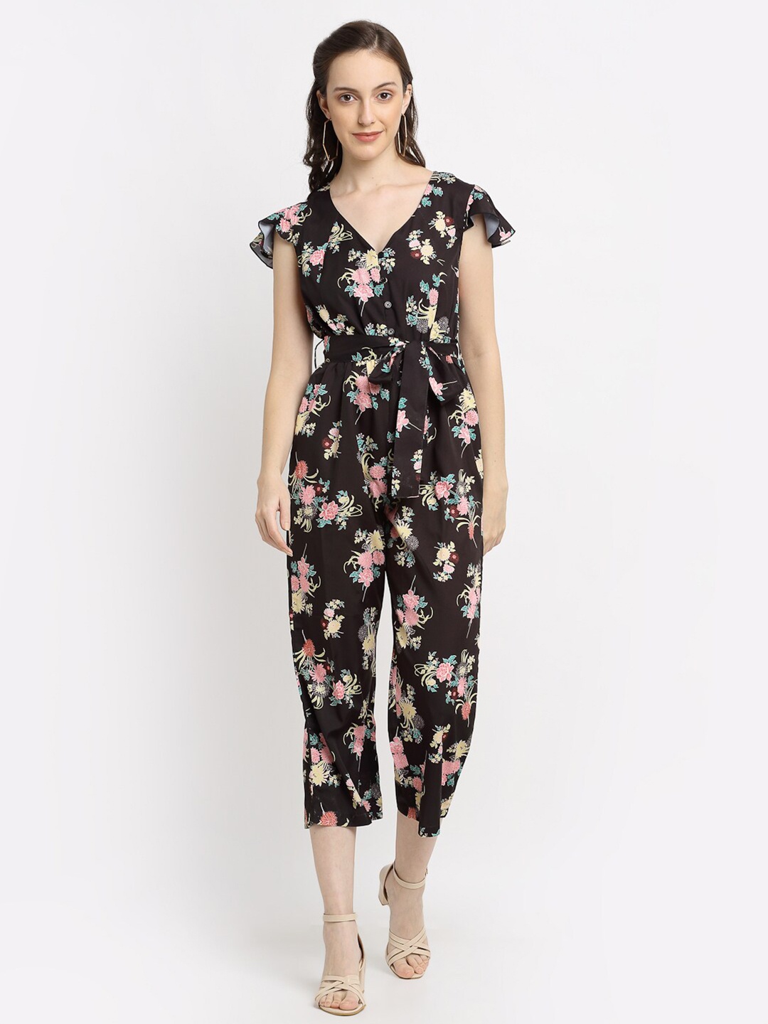 

DressBerry Women Black & Pink Printed Basic Jumpsuit