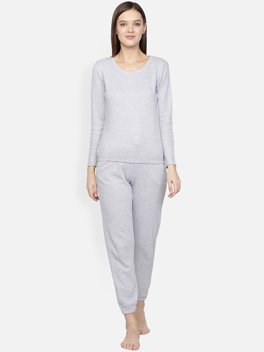 

BStories Women Grey Solid Night suit